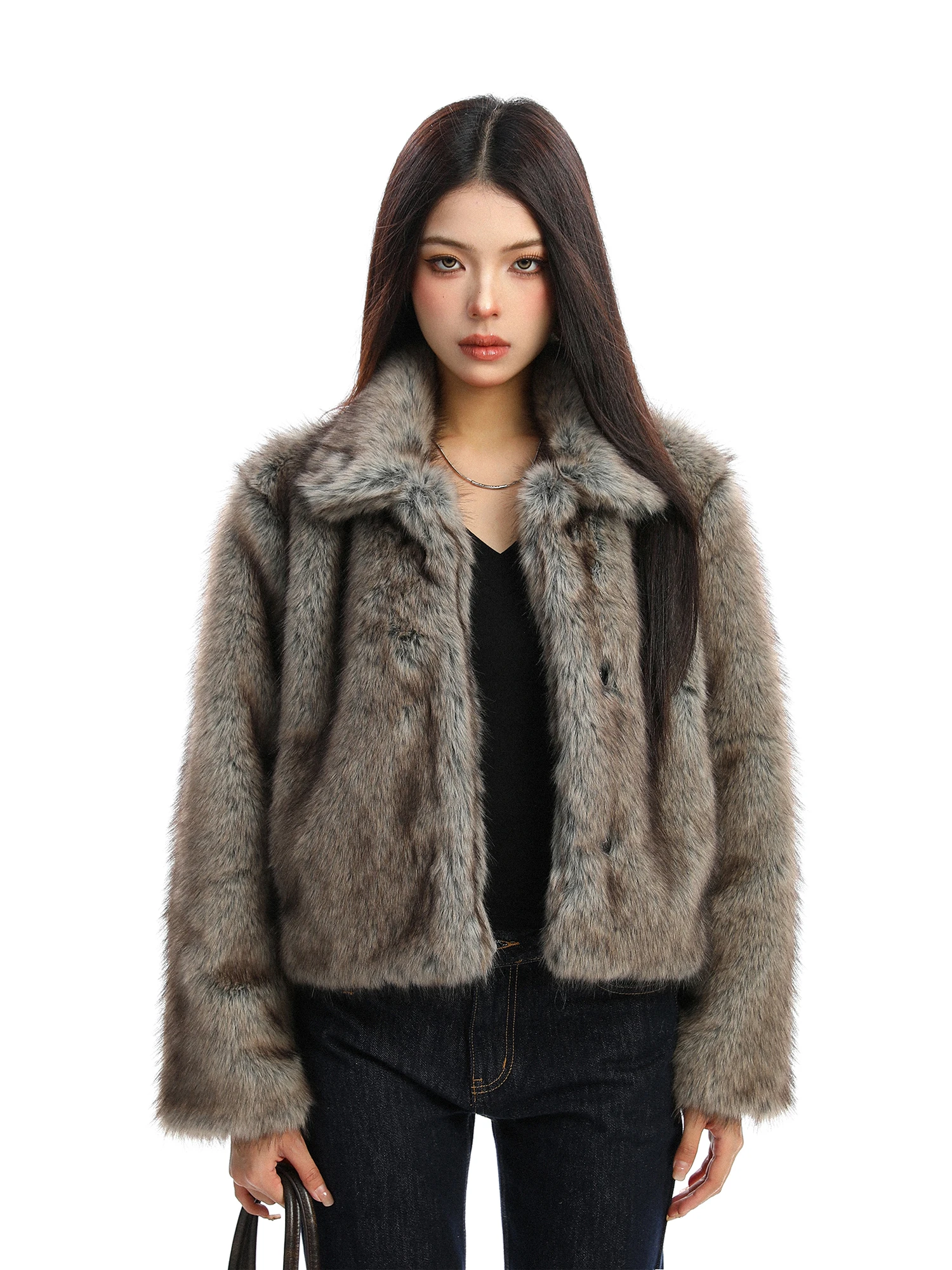 

Thiened ort American adient окрашенный меховой воротник хлопковая куртка женская зимняя теплая верхняя одежда повседневное однотонное пальто