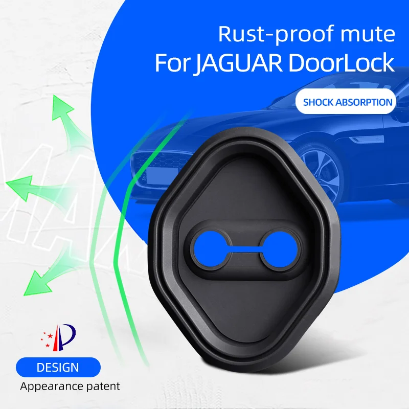 4Pcs Black Silicone Door Lock Buckle Protective Cover Shock Mute Pad for Jajuar XFL XEL F-Pace T-Type E-Pace