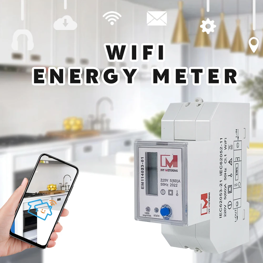 EM114023-01 smart home wireless wifi energy meter wi-fi smart kwh meter wifine kilowatt meter