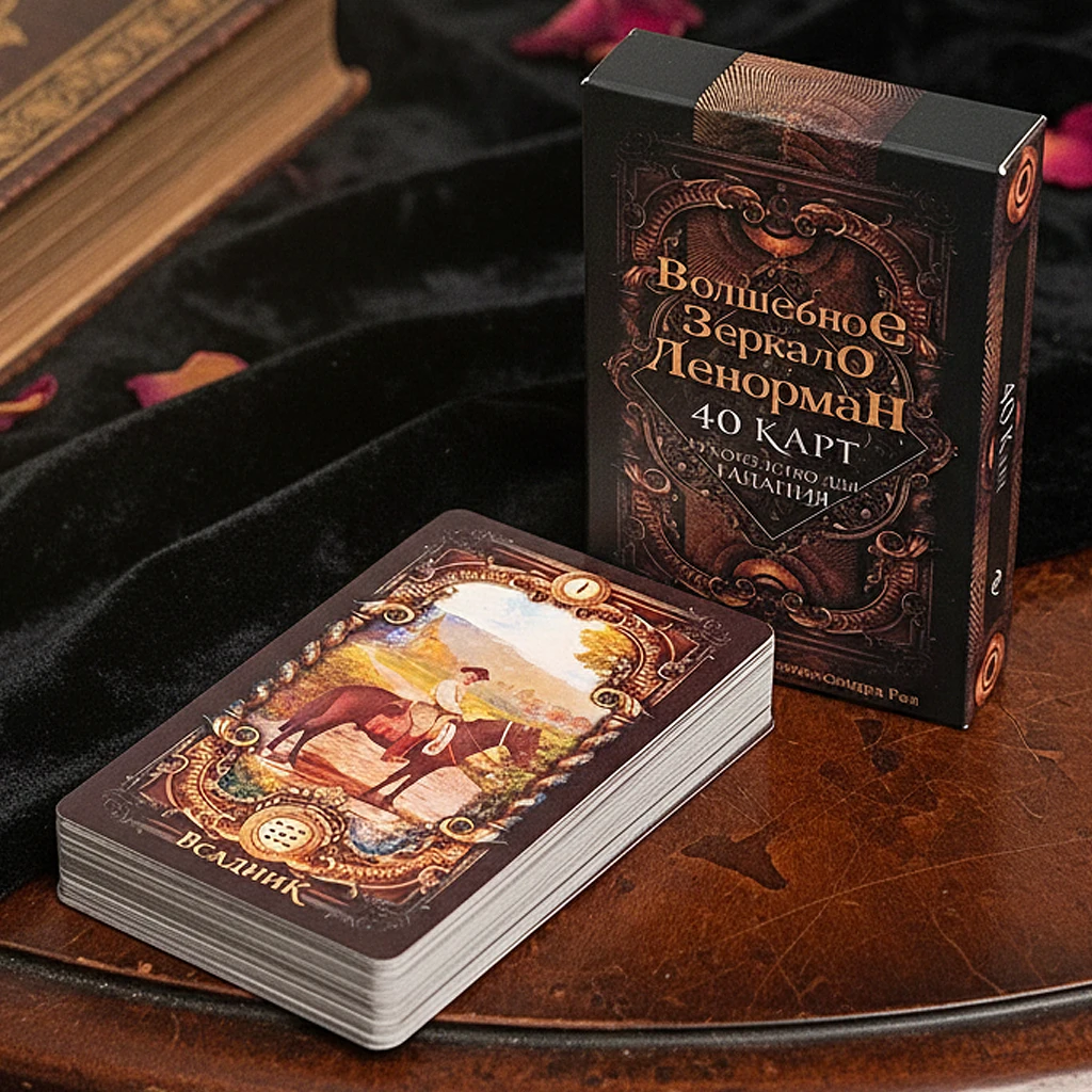 Magic Mirror Lenormand, un sistema de adivinación de lujo de 40 cartas (36 cartas Lenormand + 4 cartas adicionales) en idioma ruso, 9*6 cm