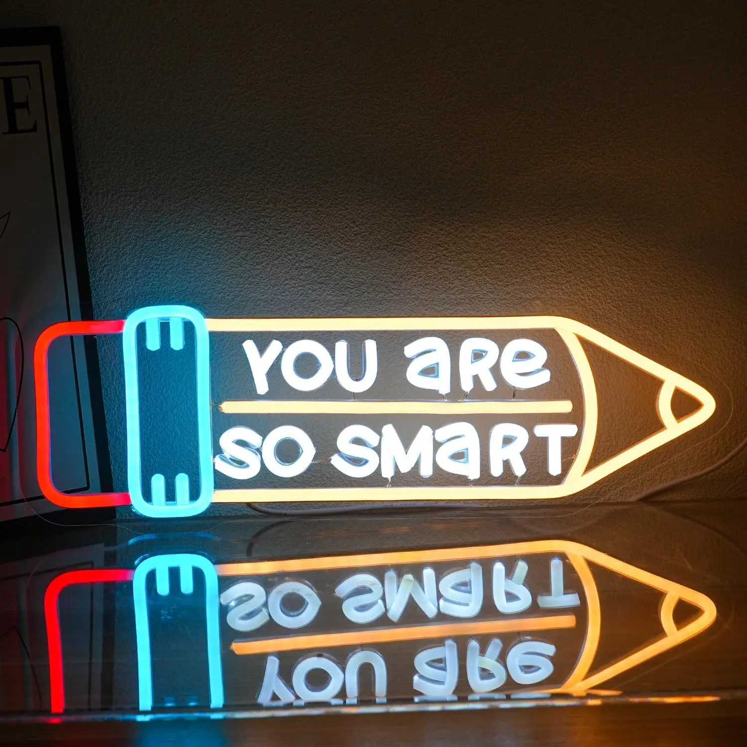 

You Are So Smart Neon Sign Student Pencil LED Neon Light Sign for Classroom Study Room Library Bedroom Bookstore Wall Decor USB
