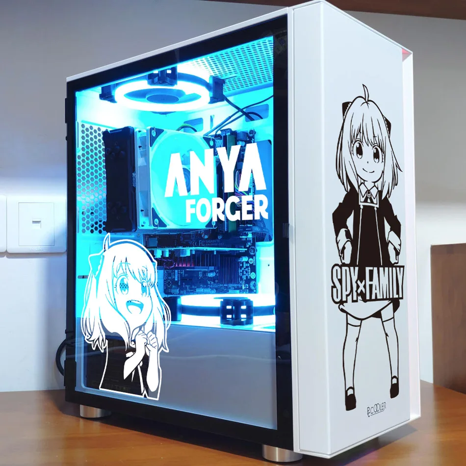 Anya Forger Anime Stickers for PC Case,Japanese Cartoon Personality Decor Decals for Atx Computer Chassis,Easy Removable