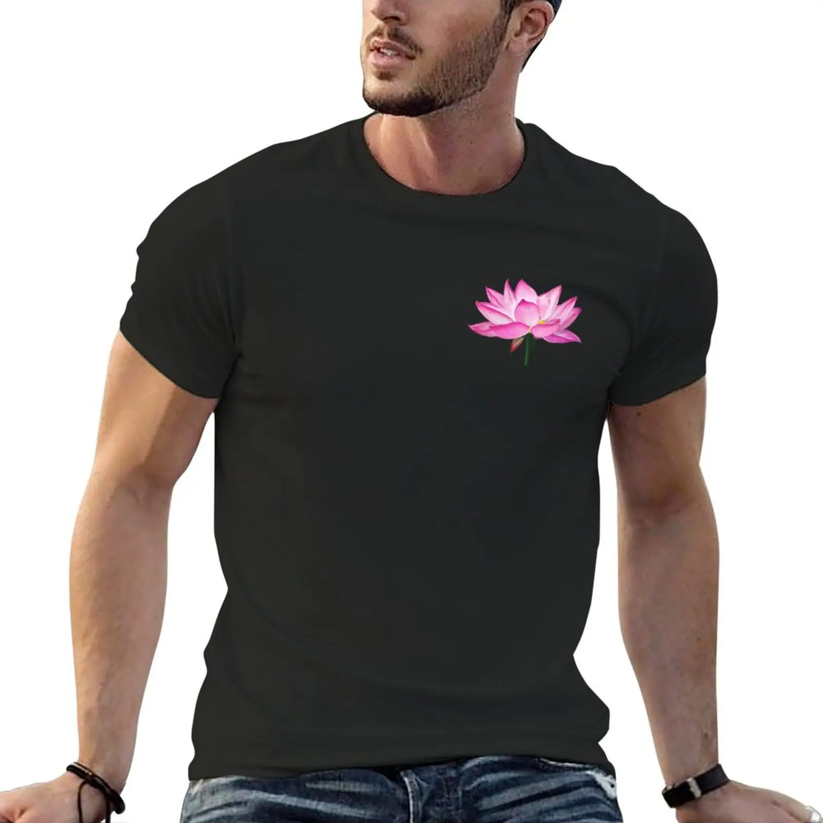 

Lotus flower T-Shirt custom shirt tees blacks summer clothes Men's cotton t-shirt