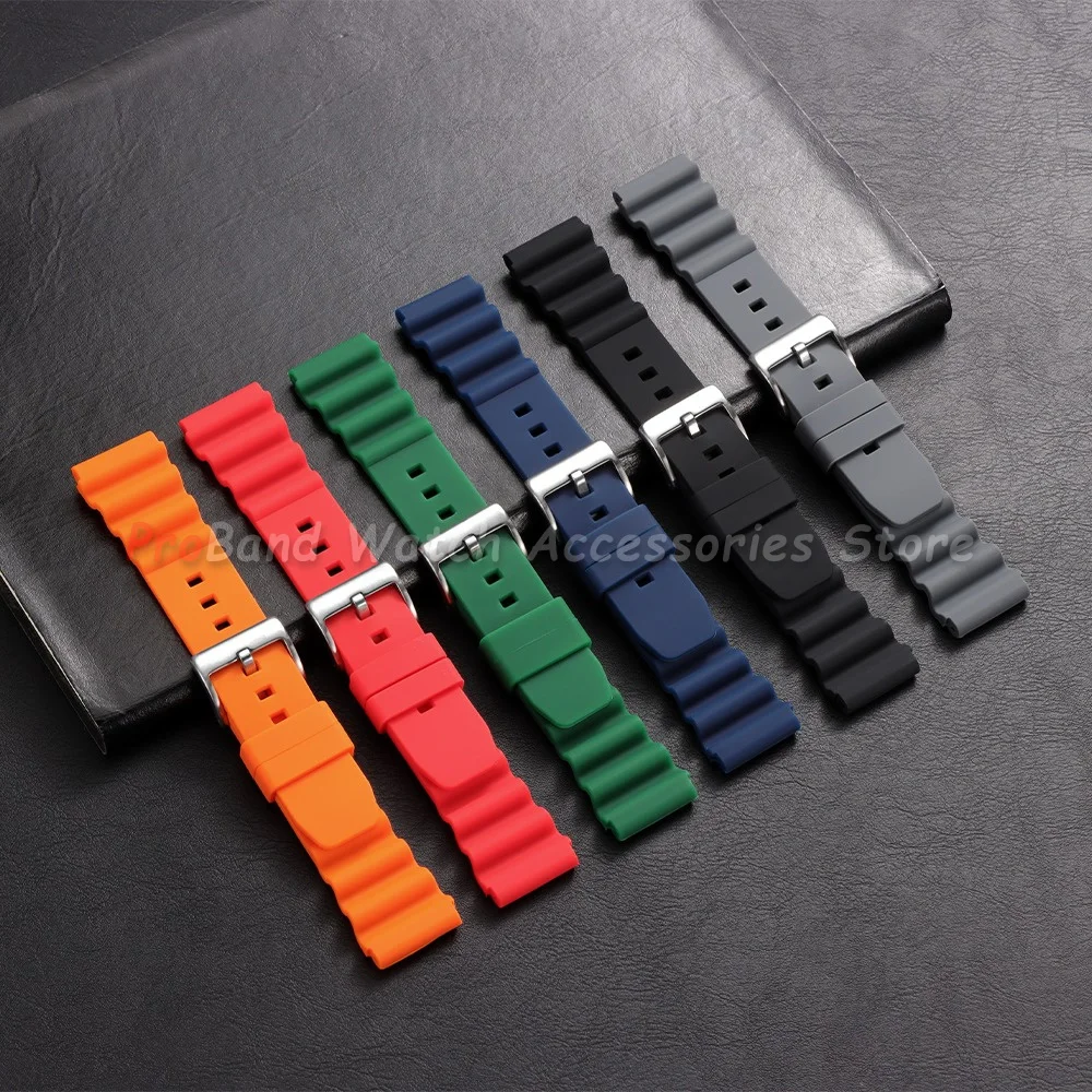 Silicone Rubber Watch Straps 20mm 22mm Men Women Sport Waterproof Wrist Band Pin Buckle Bracelet for Seiko for Rolex for Citizen