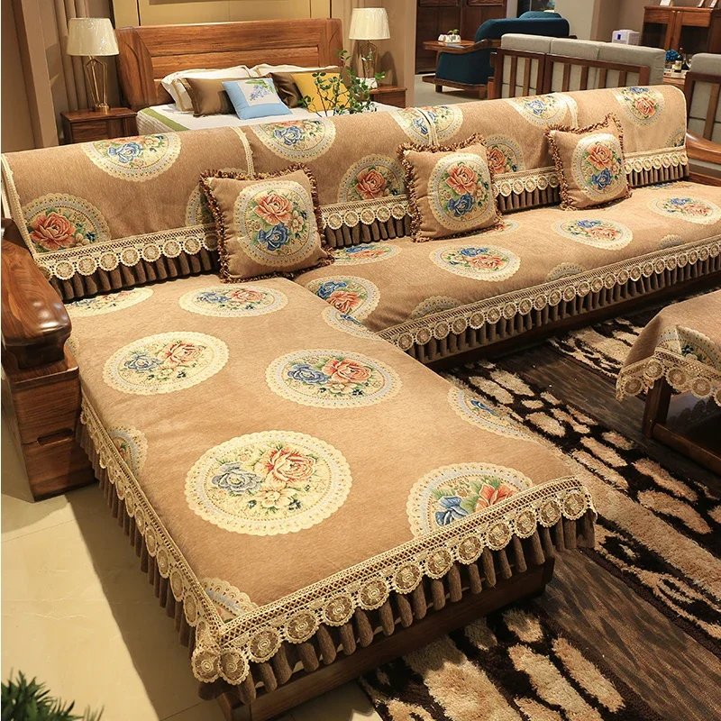 European Style Jacquard Fabric Sofa Cover, Universal Non-slip Sofa Cushion, Living Room Decoration, Luxury Towel