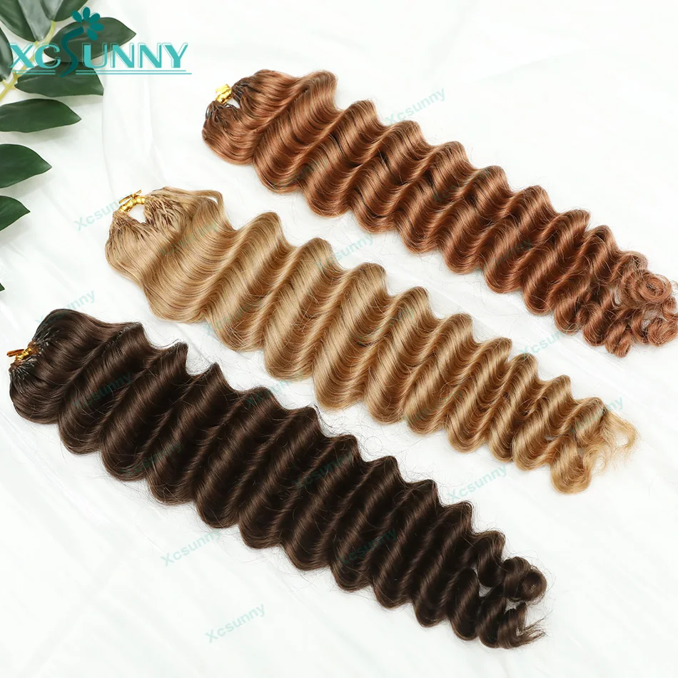 

Deep Wave Crochet Human Hair Extensions Knotless Color 4 27 30 Pre Separated Feather Crochet Human Hair Curly For Boho Braids