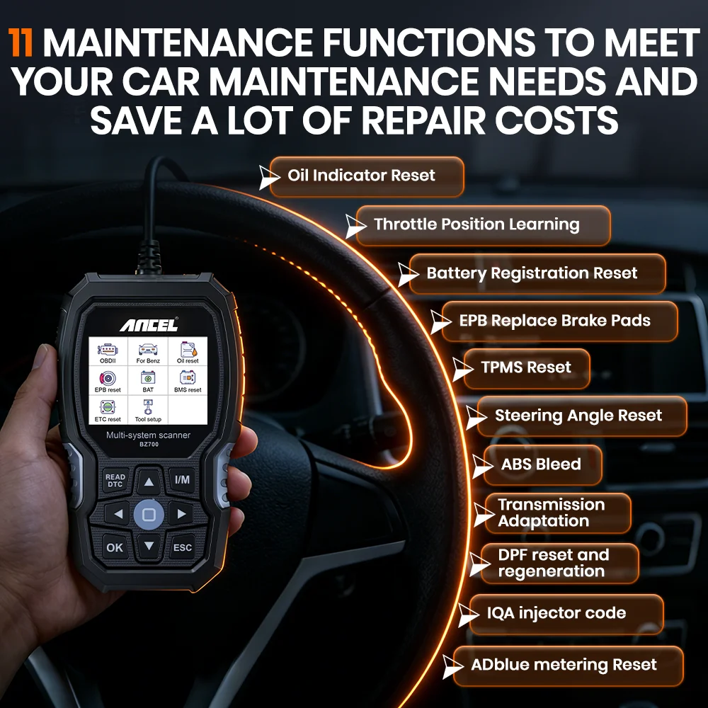ANCEL BZ700 OBD2 Scanner for Mercedes for Benz Sprinter Smart All System Scan Tool ABS SRS SAS Oil Reset Car Diagnostic Tool