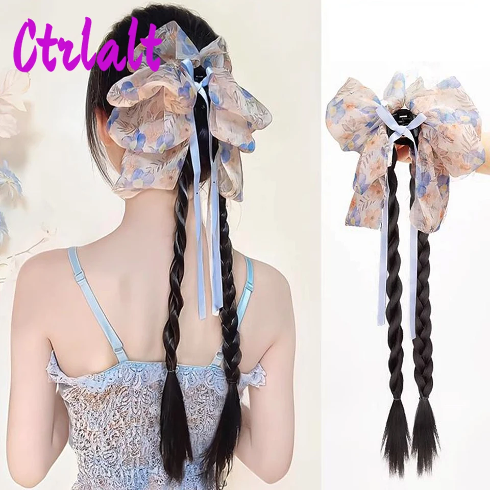 New Chinese Style  Synthetic Wig Braid National Style Claw Clip Twisted Braid Hanfu Cheongsam Ancient Style Wig Ponytail