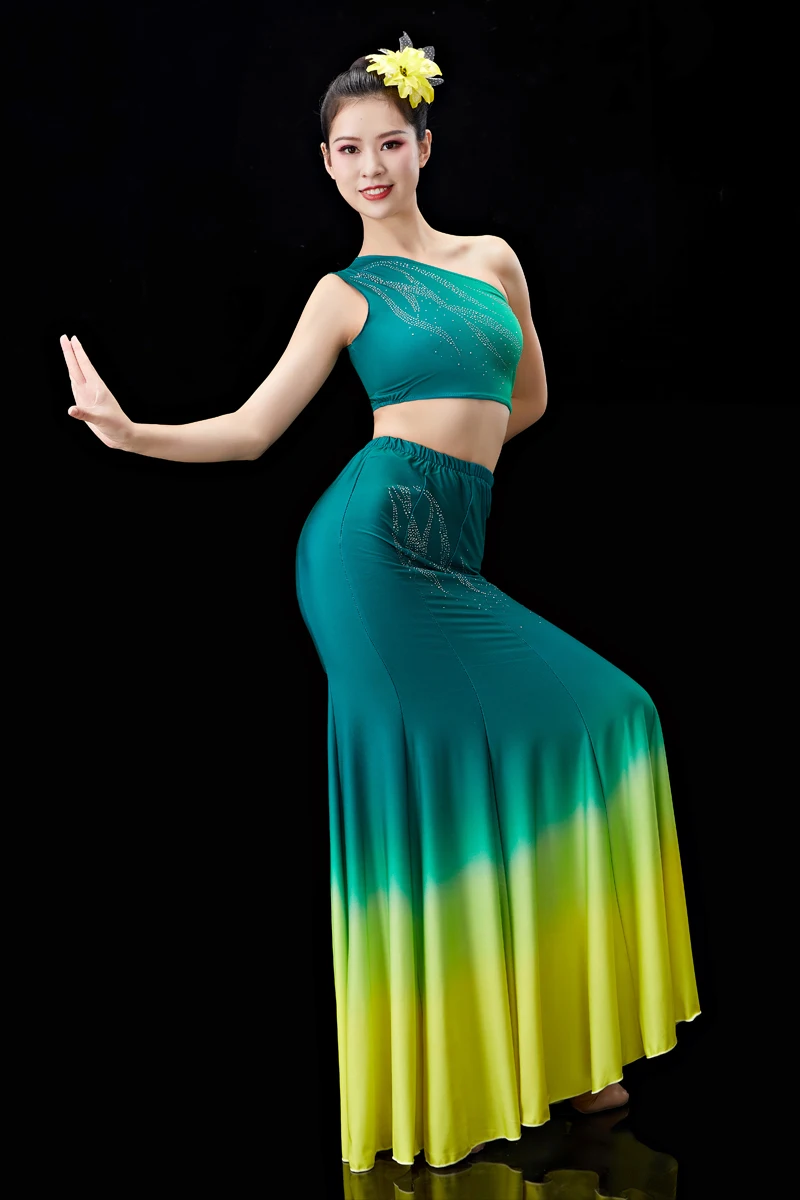 Dai Dance – Costumes folkloriques chinois Hmong pour femmes et filles, vêtements de danseuse de paon, jupe traditionnelle en queue de poisson, spectacle sur scène de paon