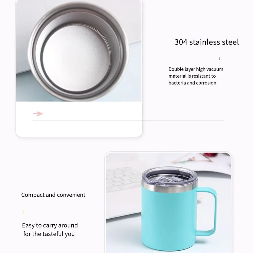 Fashion Stainless Steel Insulated Water Bottle Double-layer Simple Mini Vacuum Cup Leak-proof Non-Slip Thermos Cup Office/School