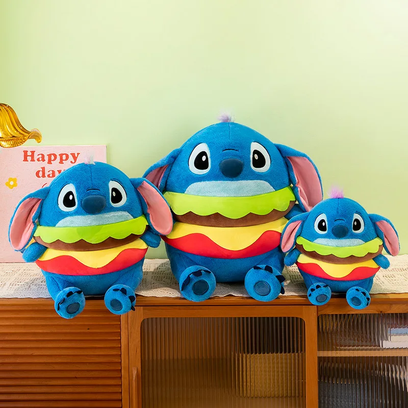 30-50cm Disney Lilo&Stitch Plush Stuffed Toys Kawaii Anime Hamburger Stitch Plushie Doll Soft Cartoon Kids Xmas Birthday Gift