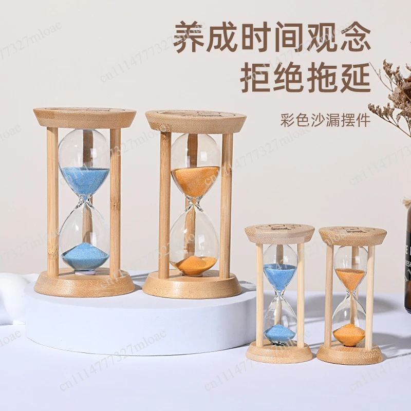 Hourglass timer anti-drop solid wood quicksand funnel 1/3/5/15 minutes wooden luminous ornament hourglass