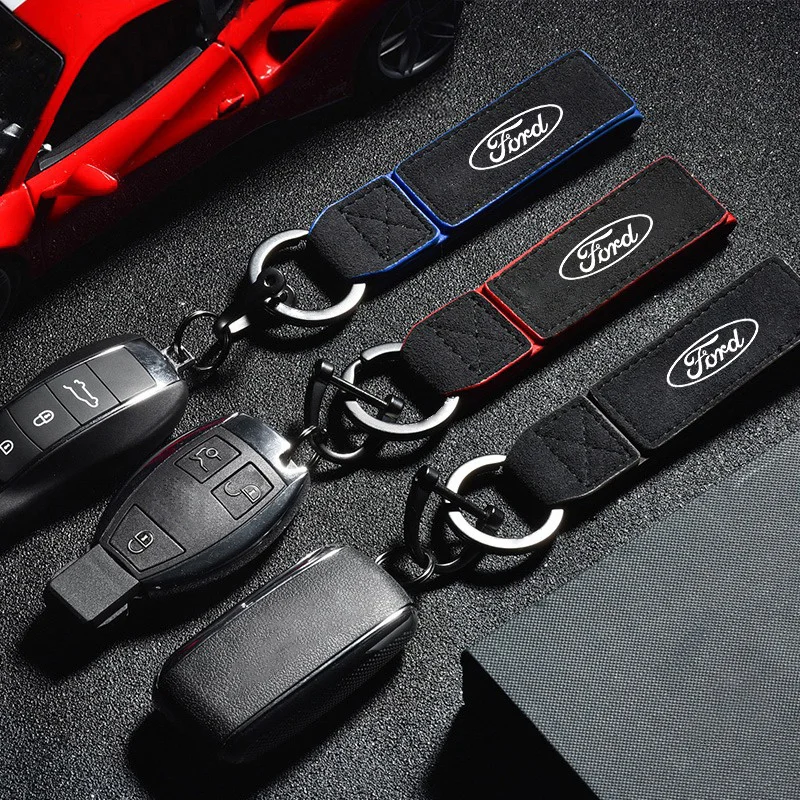 Car Metal Leather Suede Styling Keychain Key Chain Ring For Ford Ranger S-Max Focus Galaxy Mondeo Transit Tourneo Custom Ranger