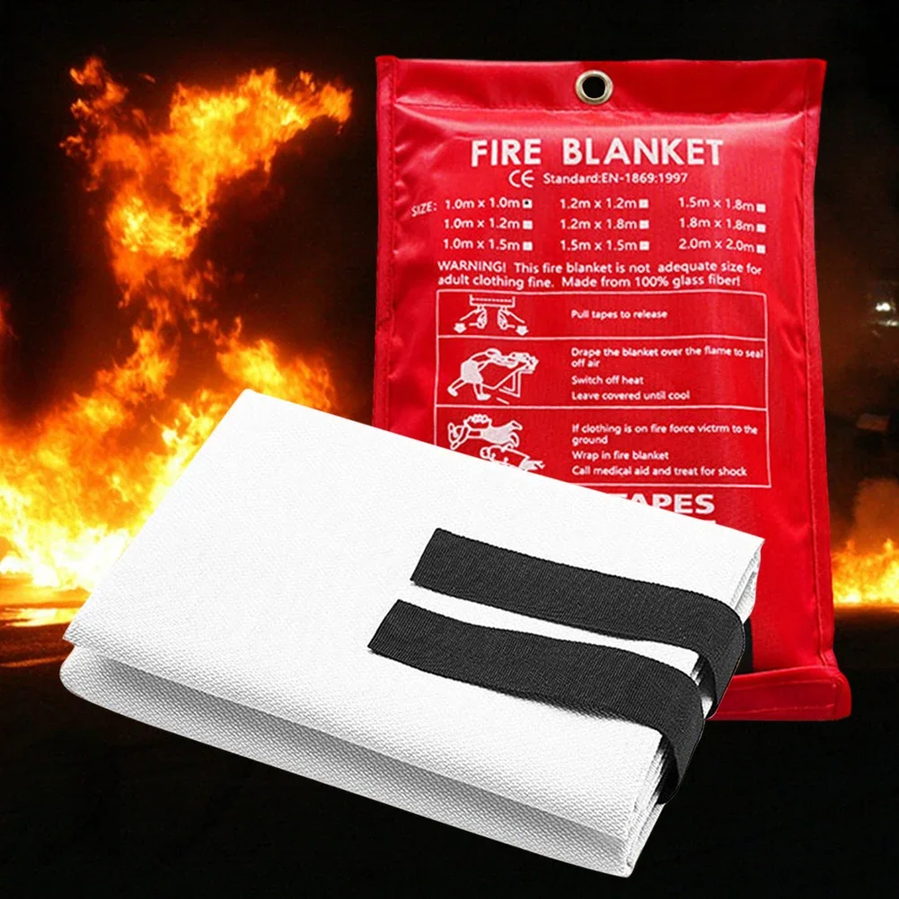 1/1.2/1.5/2M Safety Fire Blanket Fiberglass Emergency Survival Fire Shelter Extinguisher Flame Retardant Protection For Kitchen