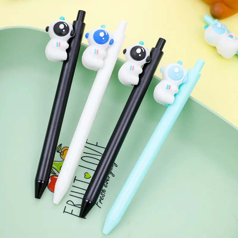 

6Pcs/Lot Cute Astronaut Press Gel Pens Spacemen Creative Retractable Neutral Pen Black Carbon Writing Pen Kids School Stationery