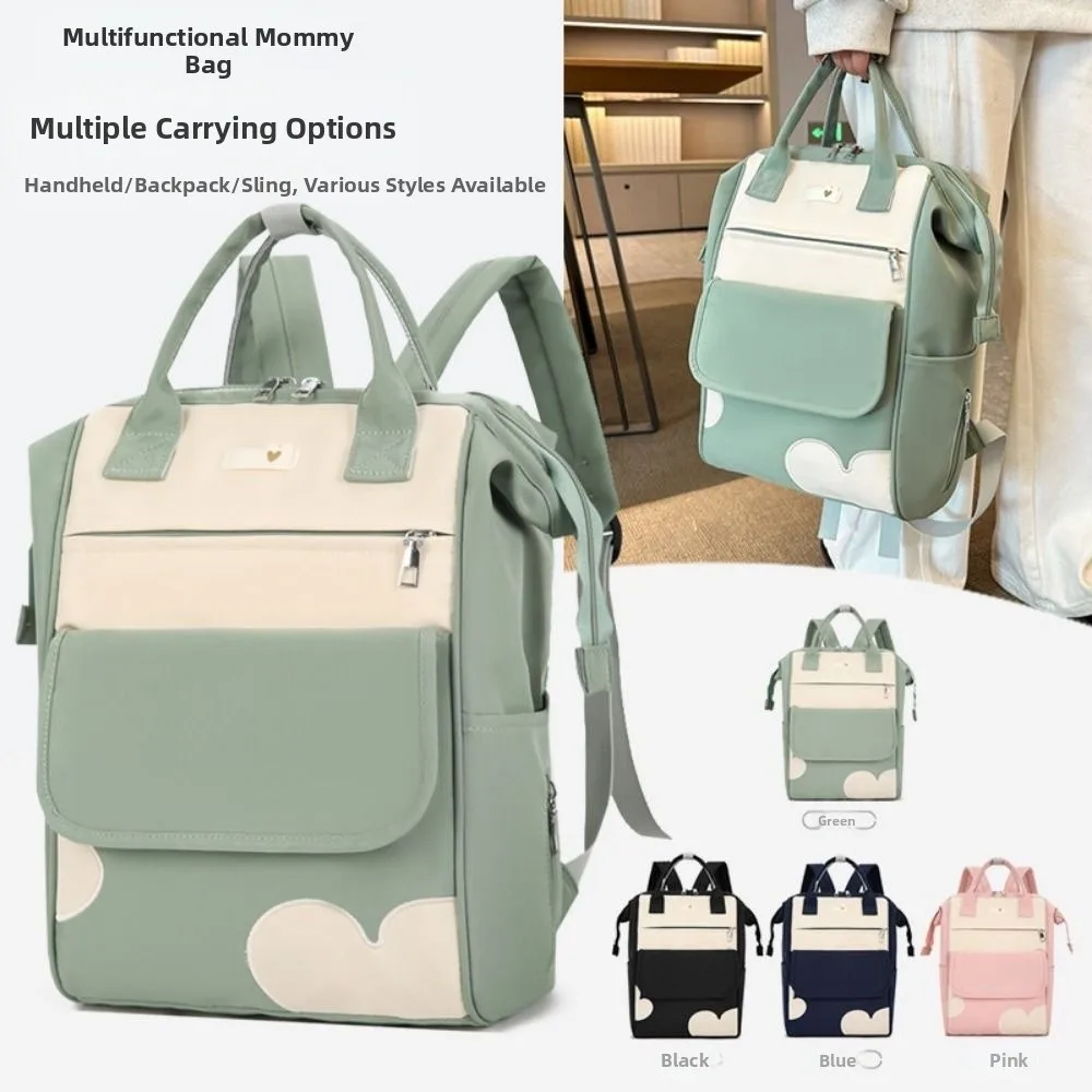 Zaino da donna portatile di grande capacità Borsa per mamma multitasca impermeabile Borsa per pannolini per bambini leggera e resistente all'usura