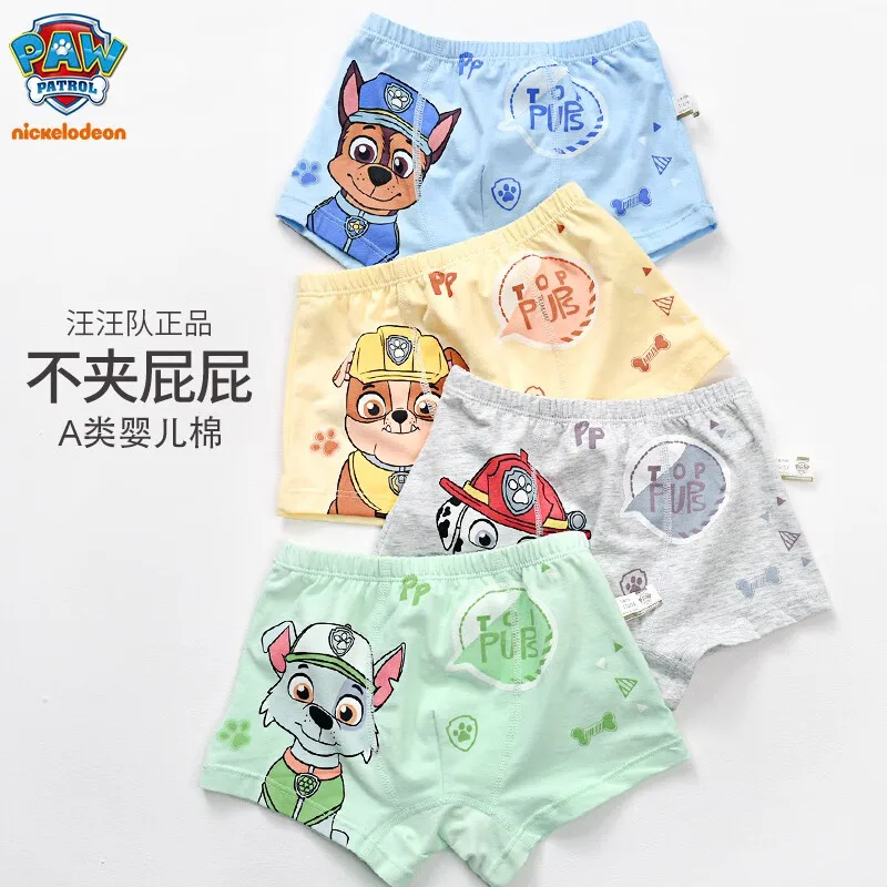 4pcs/set Original Paw Patrol Cartoon Children\'s Underwear Boys Modal Chase Marshall Boxer Shorts Baby Boy Panties Birthday Gifts