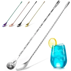 1PCS Stainless Steel Bartender Mixing Spoon Cocktail Stirrers, Spiral Pattern Bar Spoon Stirring Spoon with Long Handle