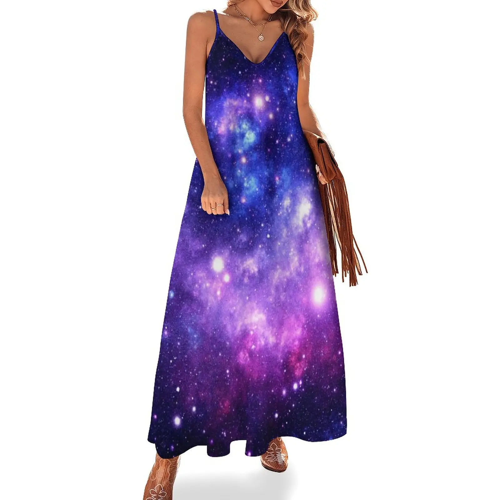 

Purple Blue Galaxy Nebula Sleeveless Dress summer dress womens 2024 Evening dresses Women's summer skirt