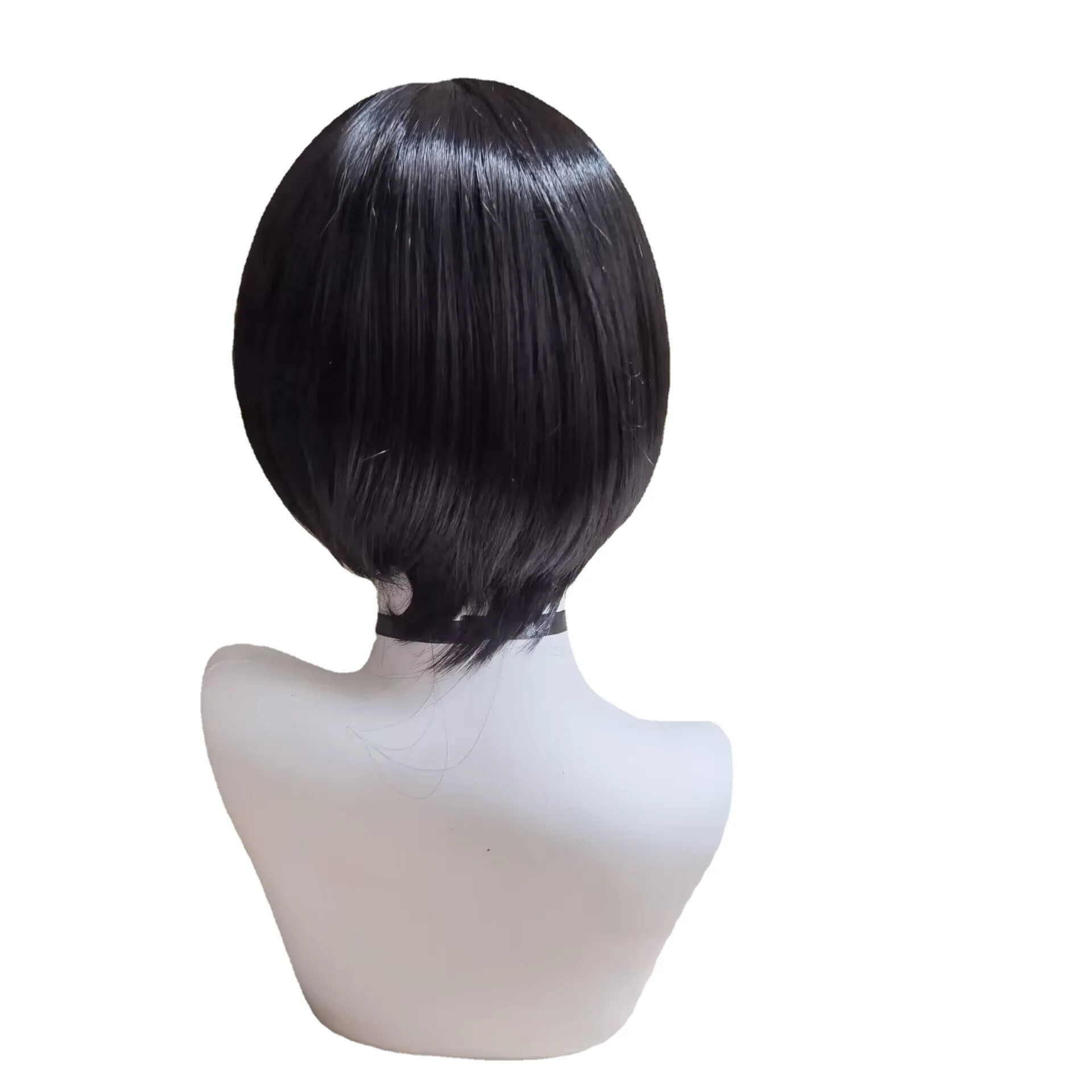 Women Men Hair for Mikasa Ada Cosplay Wigs Short Straight Black Anime Party Halloween Costume Wigs Evil