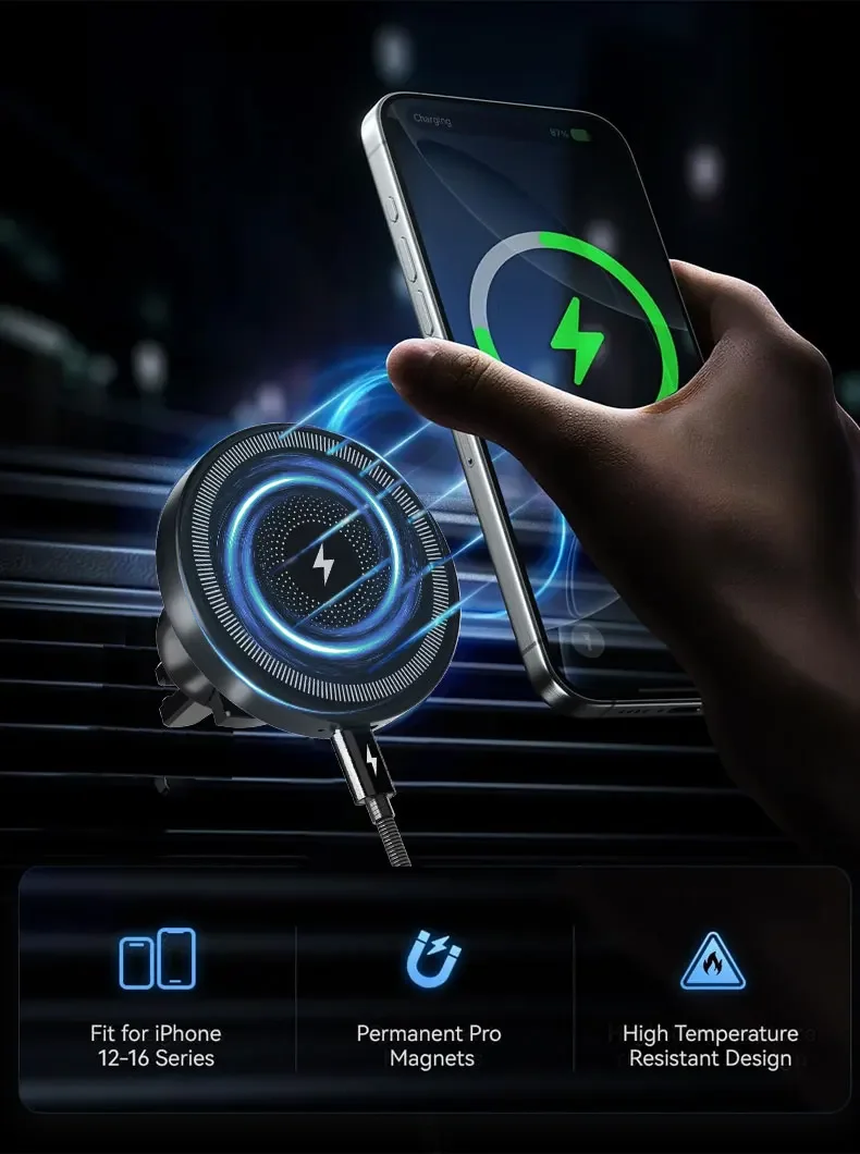 Auto Magnetische Drahtlose Ladegerät Air Vent Telefon Halter Stehen Für Magsafe iPhone 17 16 15 14 13 12 Pro Max Air Outlet Schnelle Lade – Detail 5