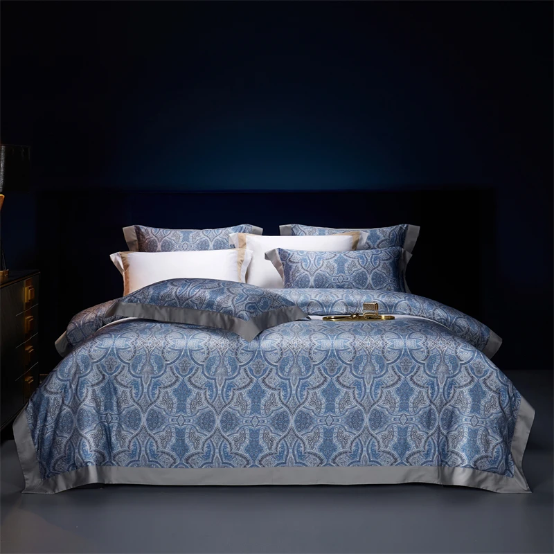 1000TC Egyptian Cotton Luxury Bedding Set Bohemian Style Digital Printing Duvet Cover Set Flat/Fitted Bed Sheet Pillowcases 4Pcs