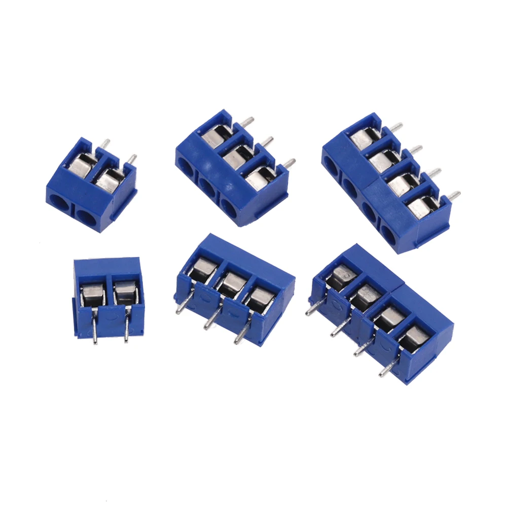 10 개/몫 KF301-5.0-2P KF301-3P KF301-4P 피치 5.0mm 스트레이트 핀 2P 3P 4P 나사 PCB 터미널 블록 커넥터 블루