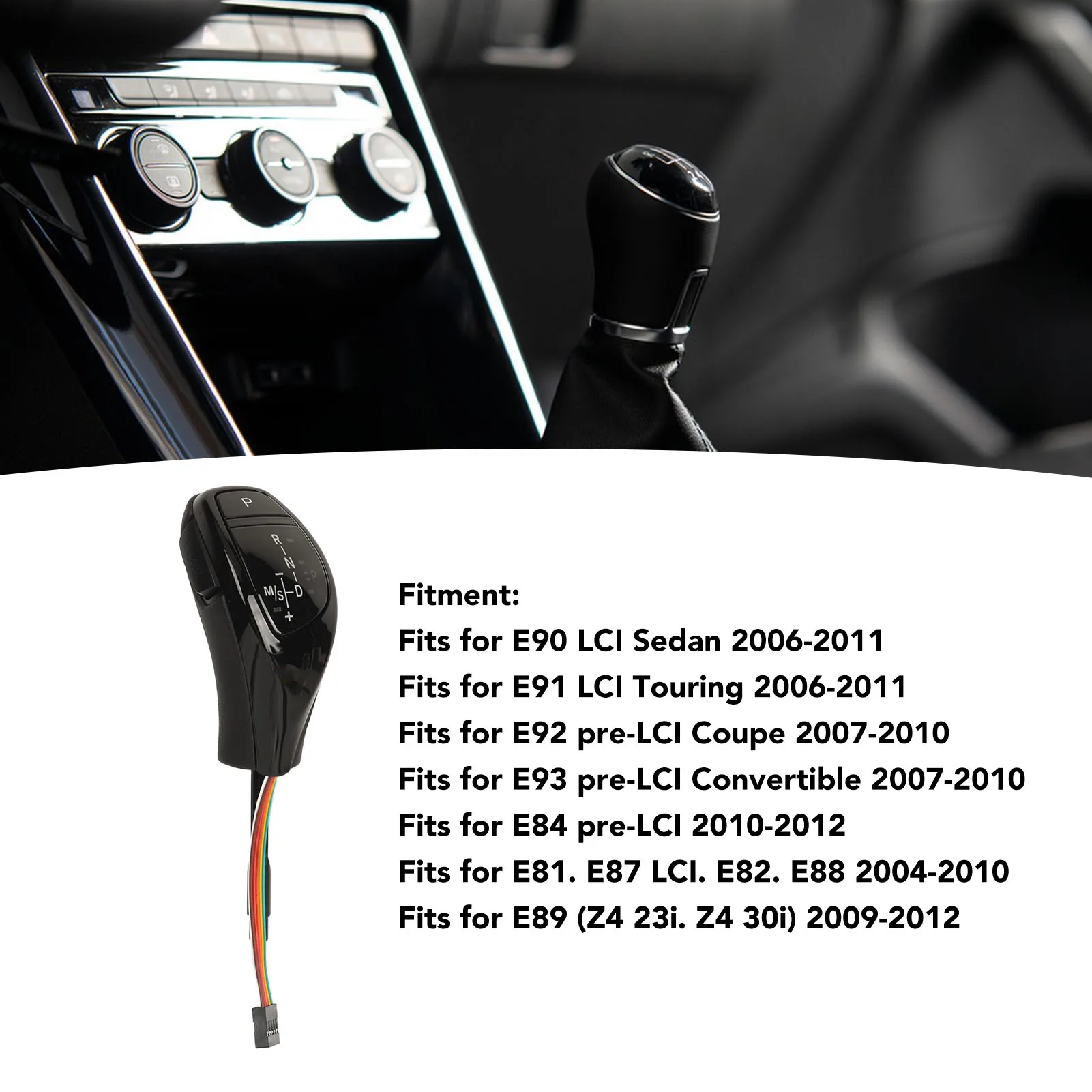 LED Gear Shift Knob Thumb Type Shifter Lever Head Retrofit Kit with One Click Start Button for BMW E90 E91 E92 E93 E81 E84 LHD
