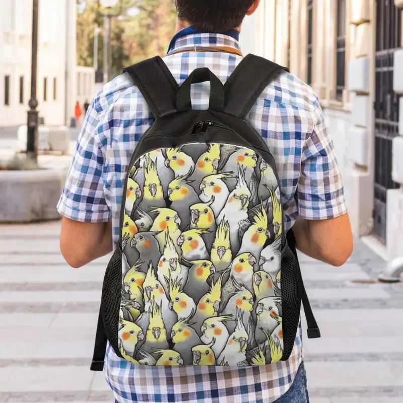 Mochila divertida para ordenador portátil para hombre y mujer, bolsa de libros informal para escuela, estudiante universitario, loro, pájaros