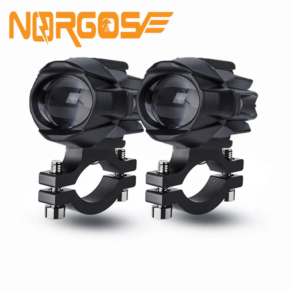 

(NORGOS) 2Pcs Motorcycle Headlight LED Fog Light Lamps Auxiliary Spotlight 12V 24V for Honda Yamaha Suzuki Hero Italika Jawa BMW