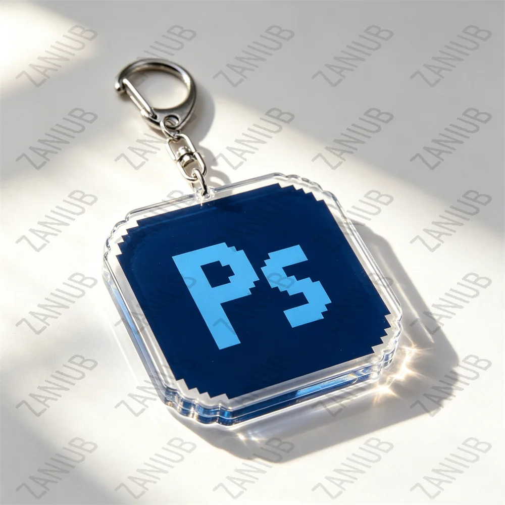 Retro Pixel Office Design Software Keychains Bag Charms Accessories PS Excel AI Acrylic Pendant Keyrings Jewelry Friends Gifts