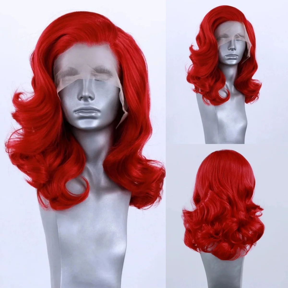 

Ярко-красный короткий парик с волнистыми волосами, кружевная передняя часть 13x4 HD, парик-боб с кружевом, предварительно выщипанный, без клея, синтетический, для повседневной носки, косплея, термостойкий