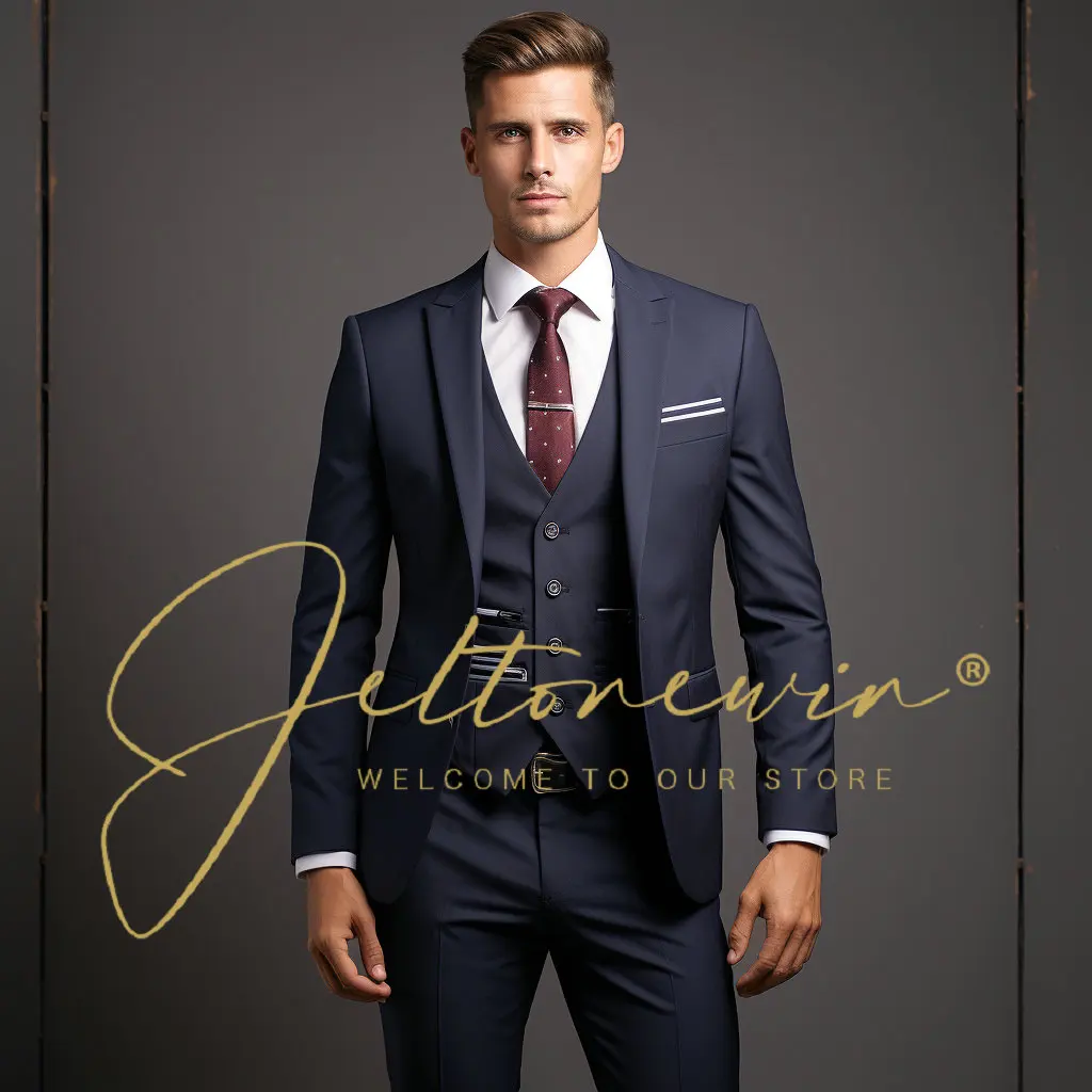 

Slim Fit Men Suits 3 Pieces Set Groom Wedding Tuxedos Business Male Prom Blazer Terno Masculino Trajes Elegante Para Hombres