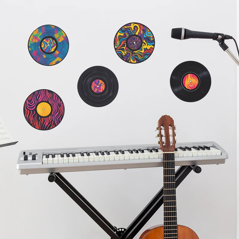 

So Cool Colorful CD Personalized Walls Art Musical Record PVC Mural Stickers Kids Room Music Zone for Home Decoration Removable