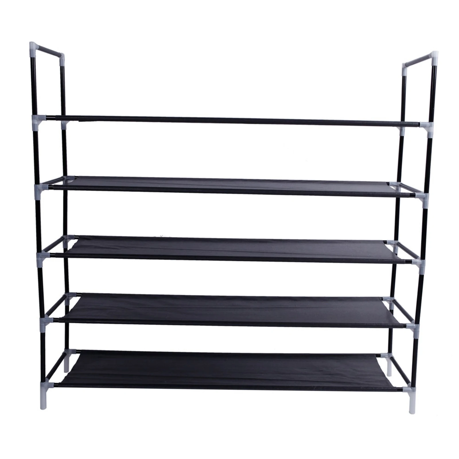 5-Tier Shoe Rack, 100cm Shoe Storage for Hallway Closet, Slim and Space-Saving, Metal Frame, Non-Woven Fabric Shelves, Black