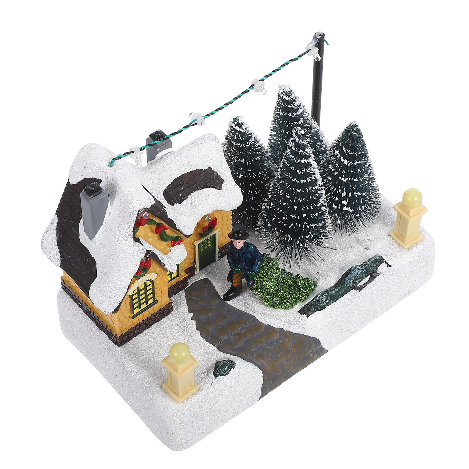 

Christmas Light Up Ornament Mini Luminous House Miniature Resin Table Centerpiece