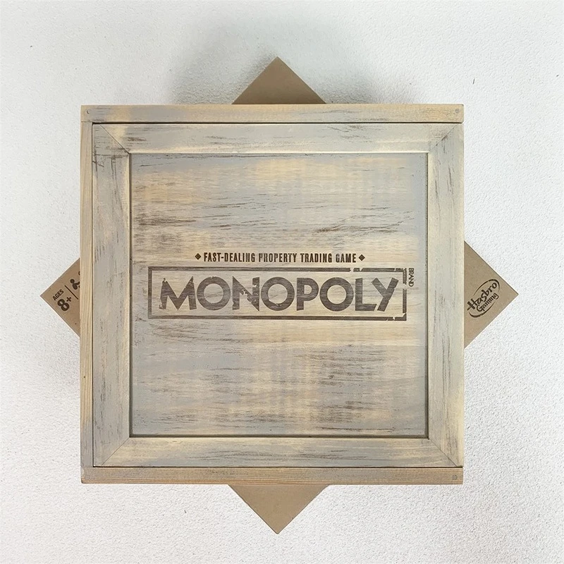 Hasbro Real Estate Tycoon Monopoly Rustic Series Monopoly Wooden Box Retro Collection Edition Board Game - Image 5