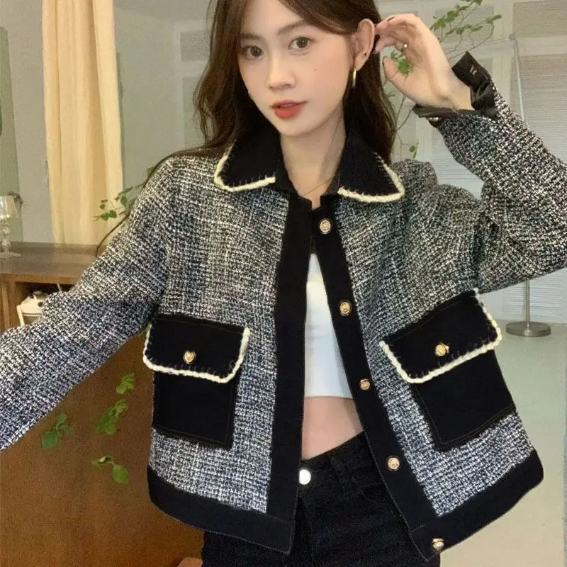 Jaket wanita Korea berkancing sambungan, jaket hangat model Korea, atasan kasual longgar kasual longgar baru musim dingin 2023