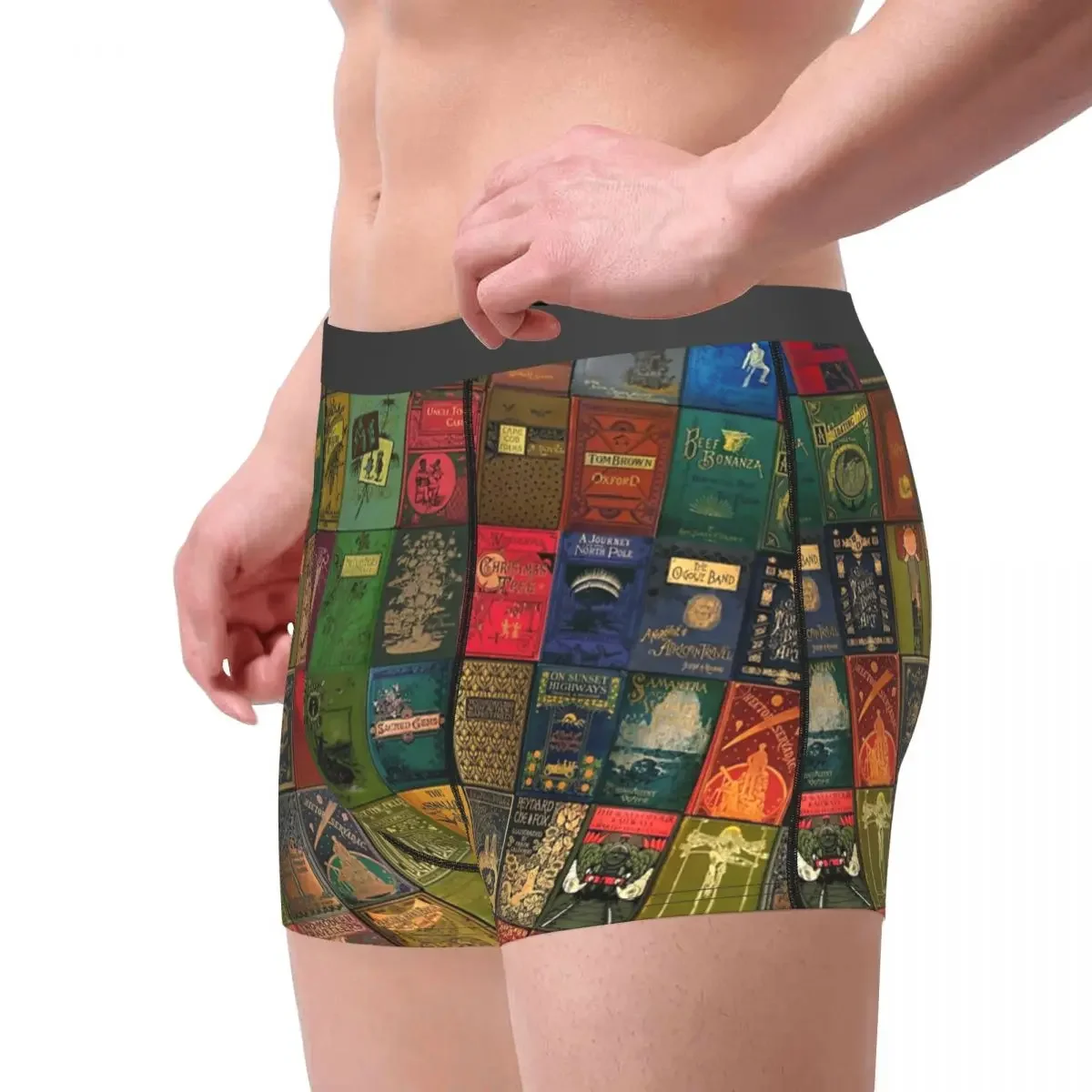 Gorgeous Victorian Book Covers Underpants Breathbale Panties Male Underwear Print Shorts Boxer Briefs