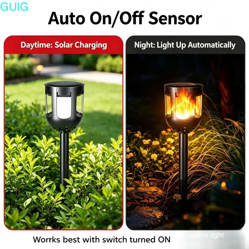 1/2/4 Pack Solar Flame Lawn Light LED Simulated Flame Solar Garden Light IP65 Waterproof Solar Powered Landscape Path Lights