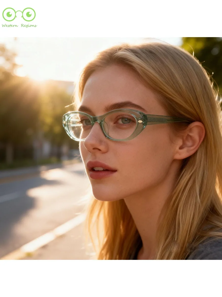 男性手作り高品質アセテート眼鏡女性高品質レトロプレーンフェイスファッション個別キャットアイデザイン小さなフレームメガネ