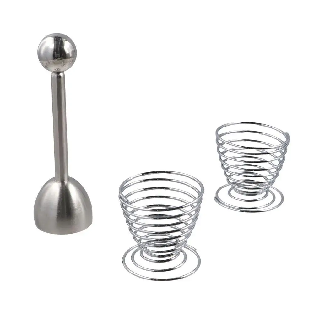 Stainless Steel Egg Shell Opener Practical Creative Egg Cups Stand Holders Multifunction Egg Topper Cutter Household