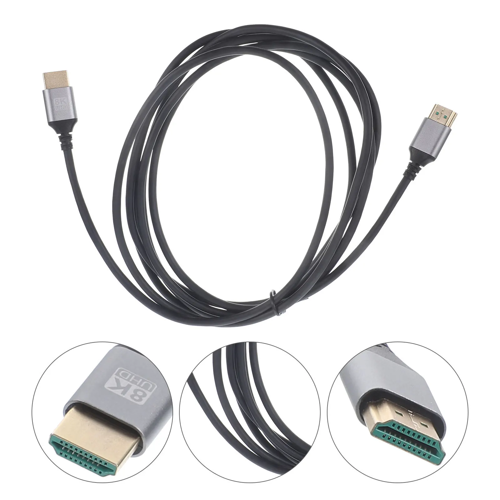 8K Ultra HD-Videokabel, Stecker auf Stecker, 2 m, robuster Stahl, PVC, hohe Geschwindigkeit, stabile Signalübertragung für Monitor, Computer, Laptop