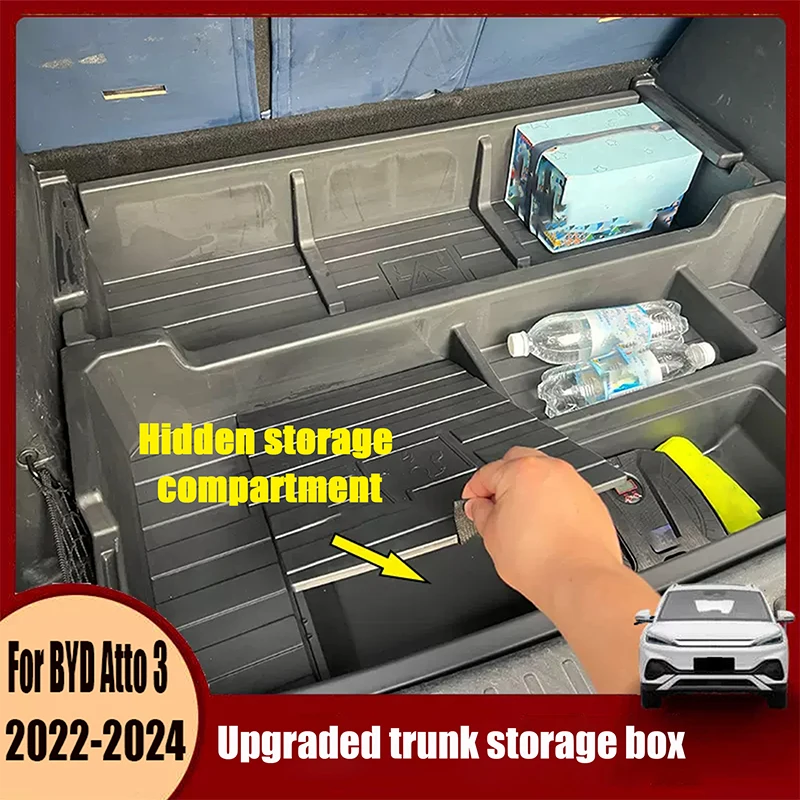 For BYD Atto 3 Yuan Plus 2022 2023 2024 Upgraded trunk storage box storage box storage box  trunk bottom layer