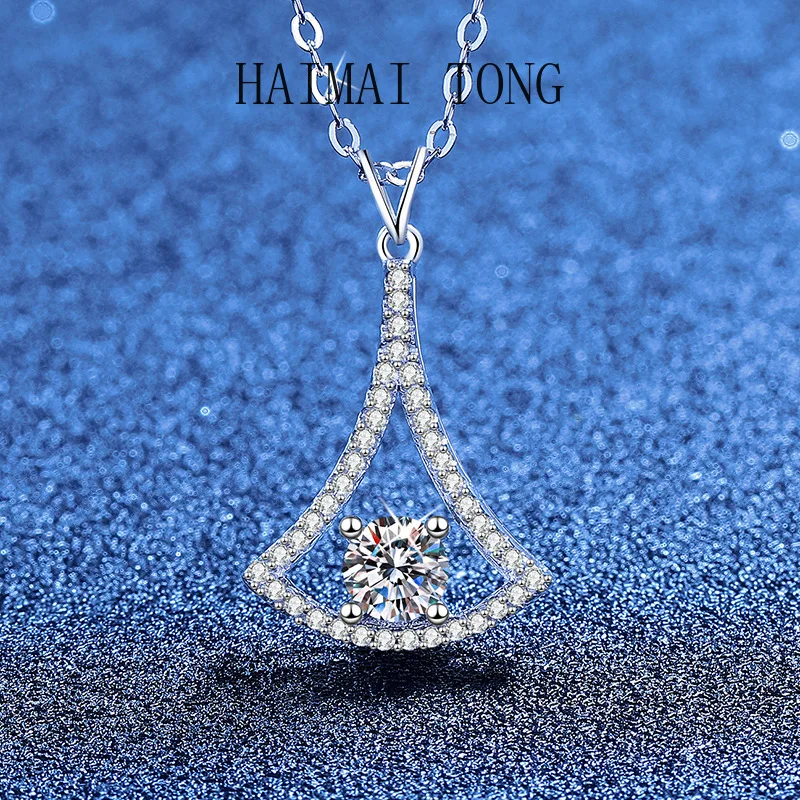 

HAIMAITONG PT950 platinum, moissanite necklace Korean version small skirt pendant light luxury collarbone chain simple temperame