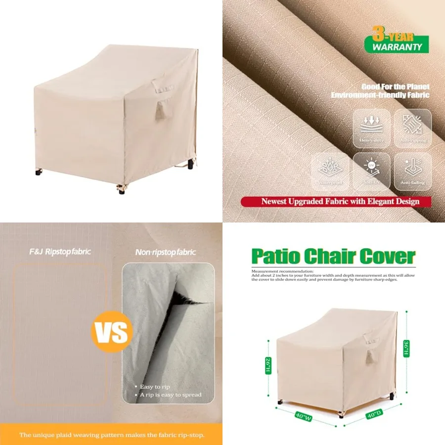 

Waterproof UV Resistant Large Deep Seat Chair Patio Lounge Chair Cover, 40 W x 40 D x 36 H