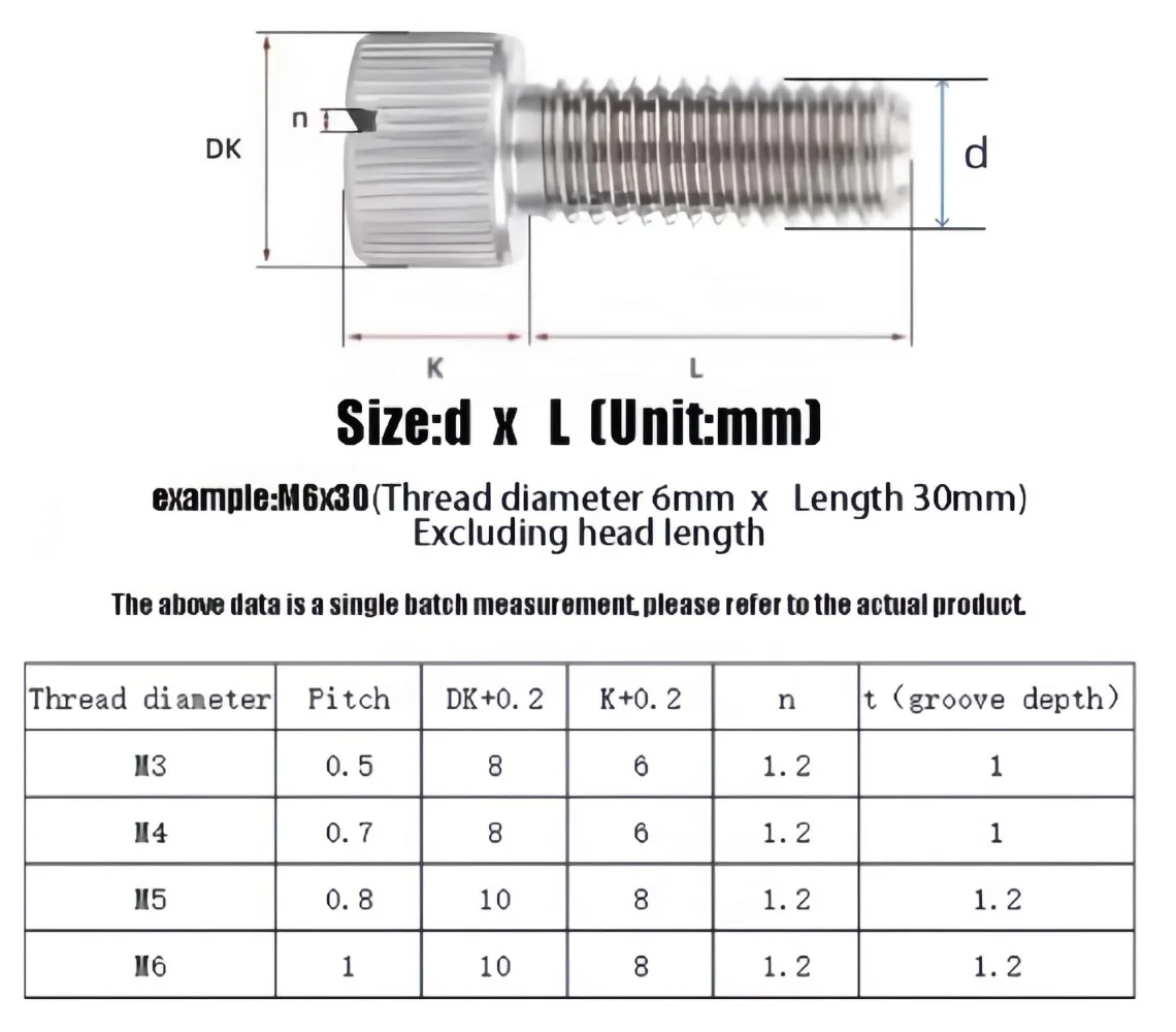 Heavy‑Duty M3‑M6 304 Stainless Steel Knurled Hand Twist Screw, Slotted Large Round Big Cap Single‑Head Torsion Assembly Screw