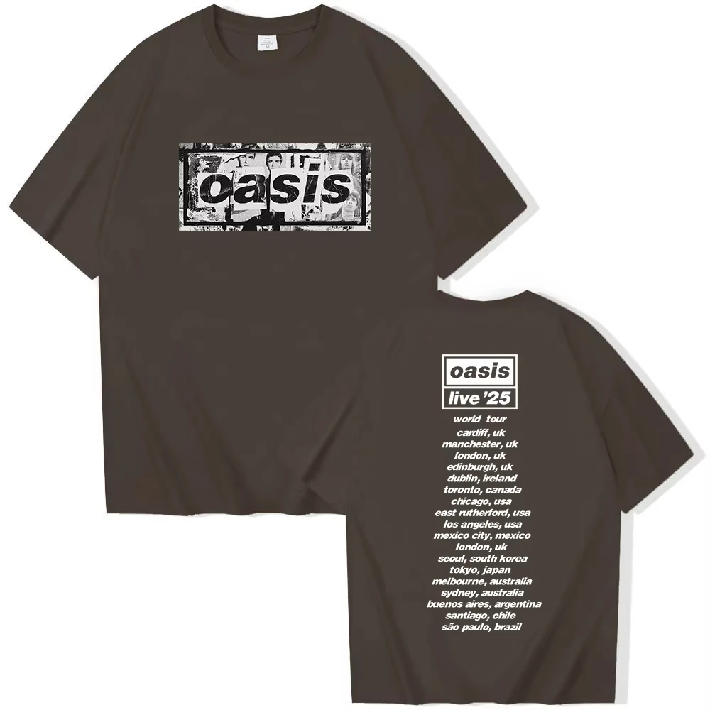 تي شيرت قطني للرجال والنساء من Oasis Reunion Tour 2025 تي شيرت Harajuku برقبة دائرية واحة لايف 25 Tour Merch تي شيرت أنيق هدية لمحبي