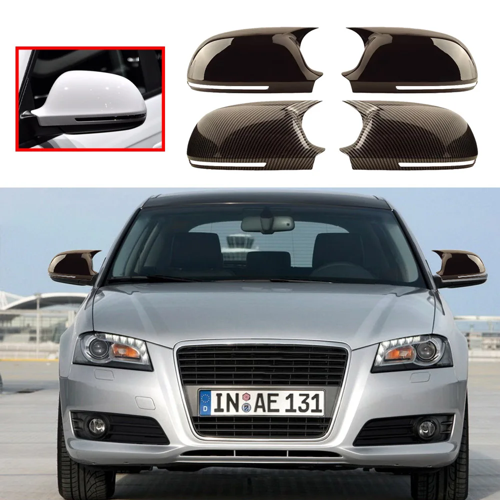 2PCS OX Horn Styling Car Mirror Cover Car Rearview Mirror Caps For Audi A3 8P Sportback Convertible 2008 2009 2010 Accessories