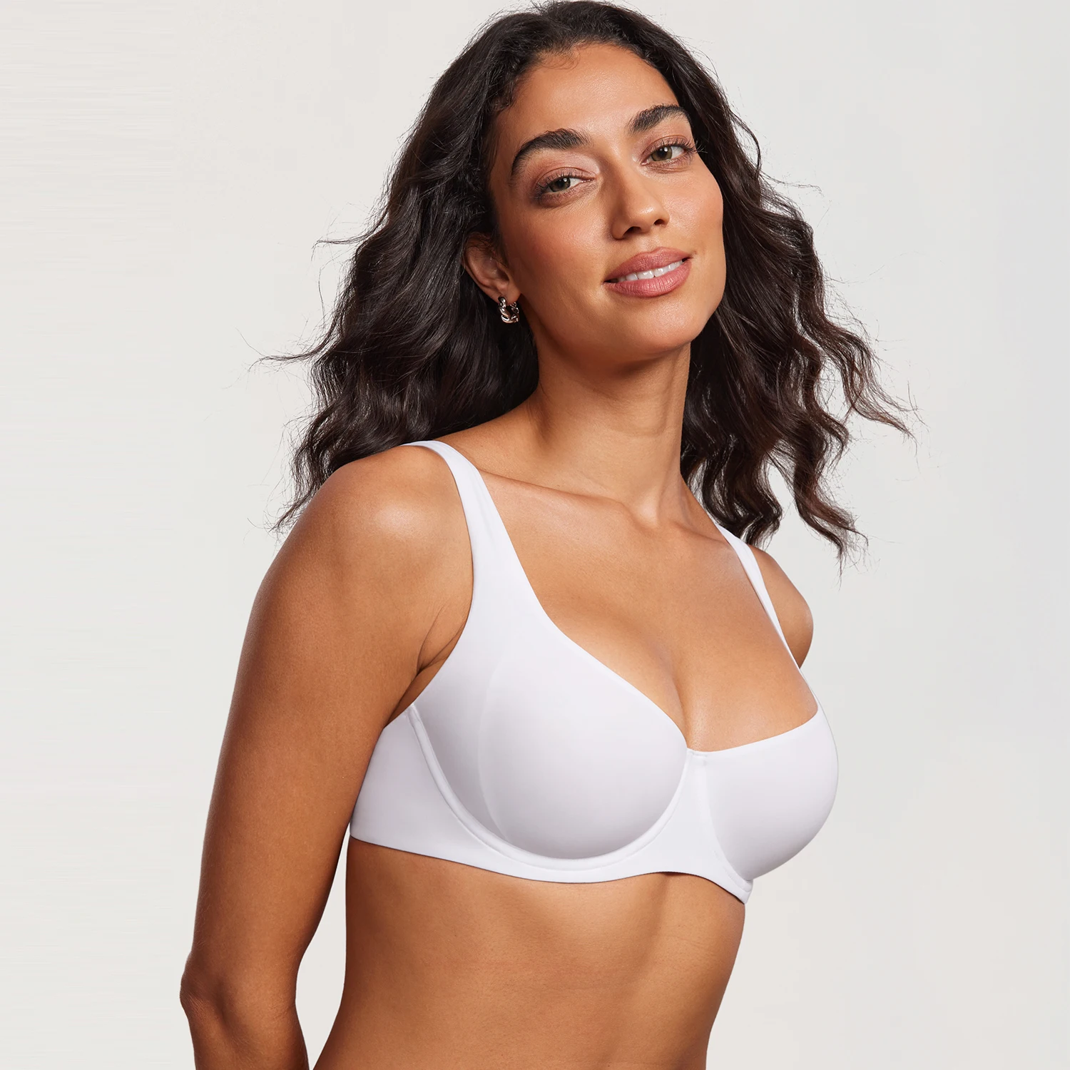 DOBREVA-Sujetador Balconette sin forro para mujer, sostén con aros, talla grande, cuello redondo liso